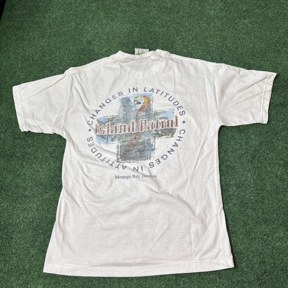 Vintage 90s Jimmy Buffett Margaritaville Shirt Mens M White Changes In Attitude